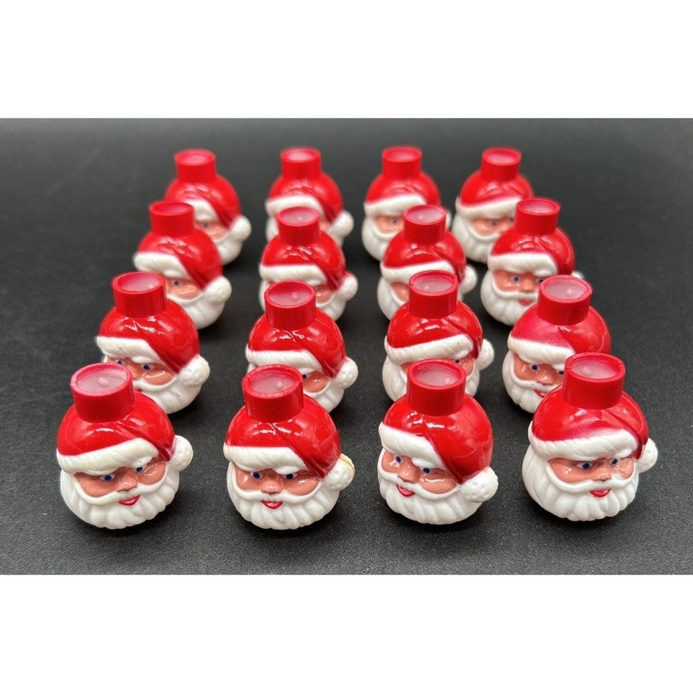 Vintage Holiday Santa Heads Christmas Mini String Light Covers Only, Lot of 17